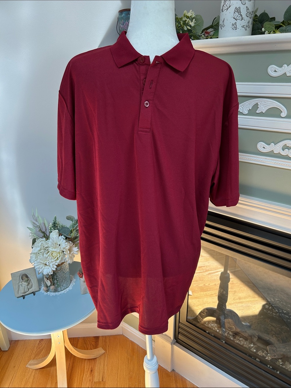 Men's Burgundy Polo Shirt - Classic Short Sleeve